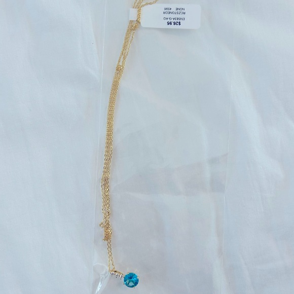 Amelie Crystal Stone Drop Layered 14k Dipped Necklace - Picture 6 of 9